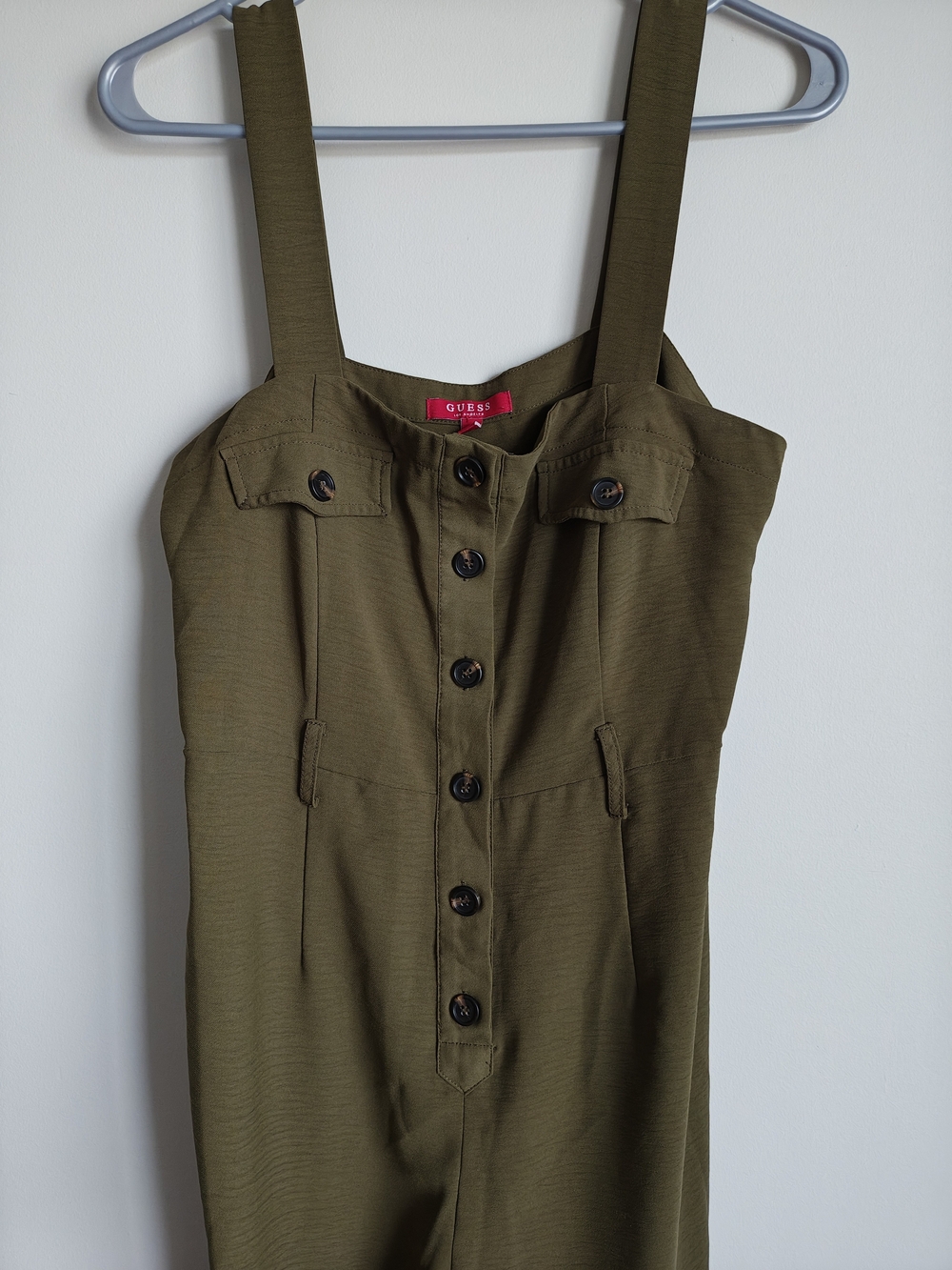 GUESS Olive Utility Button-Front Jumpsuit - Picture 4 of 12